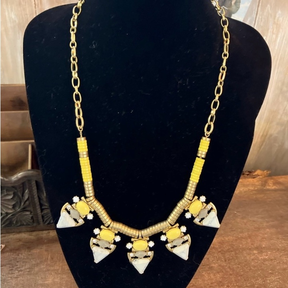 Statement Necklace, Yellow, Black While. - image 1